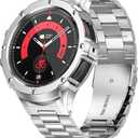 SUPLINK Stainless Steel Case and Band Compatible with Samsung Galaxy Watch 6/5/4 44mm, Rugged Galaxy Watch Case Strap for Men, Black (44mm(Galaxy Watch 6/5/4), Black)