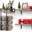 Towel Racks for Bathroom-Wall Mounted Floating Shelves for Wall Bathroom Bedroom Kitchen Living Room, Hanging Book Shelves Decor Bathroom Organizer, 16 inch Solid Wood, Carbonized Wood Color