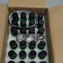 REUJIHXY 24Pcs Green 0.5 oz Glass Boston Bottles with Black Poly Cone Cap, 15ML Round Glass Bottle for Essential Oil, Perfume and Liquid Boston Round Bottles- UV Rays Protection (24)