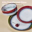 KINGSTONE Stoneware Dinnerware Sets for 4, Reactive Glaze, Kiln-Fired Green