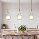Gold Pendant Lights with Milky White Globe Glass Pendant Lights Kitchen Island Adjustable Mid Century Hanging Pendant Light Fixtures for Kitchen Dining Room Entryway, 1 Pack