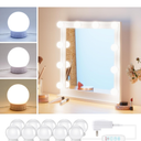 Hollywood Style Led Vanity Mirror Lights Kit - Vanity Lights Have 10 Dimmable Light Bulbs for Makeup Dressing Table and Power Supply Plug in Lighting Fixture Strip, White (No Mirror Included)