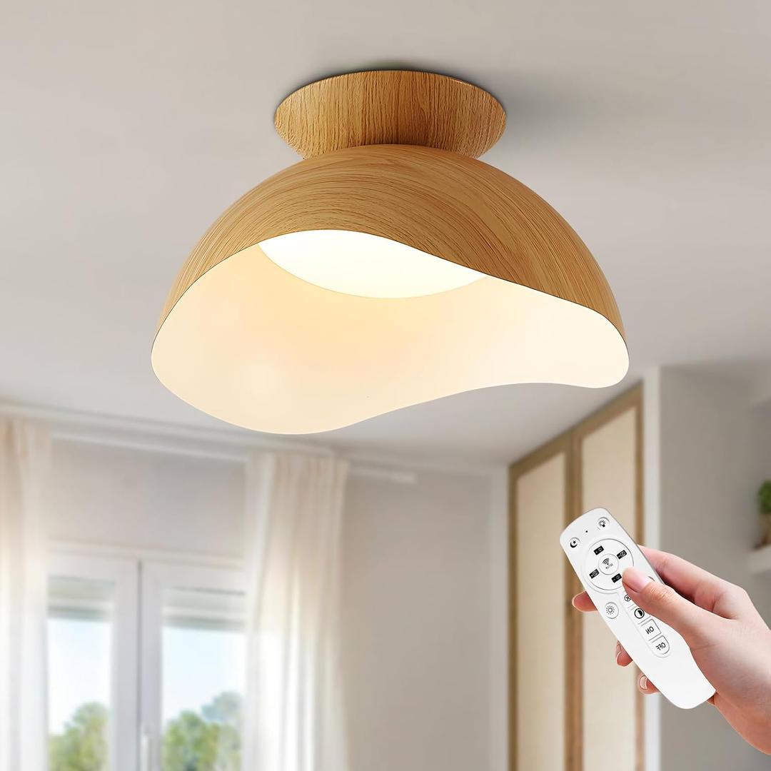 LED Ceiling Light Fixture, 11.8" Semi Flush Mount Gold Ceiling Light