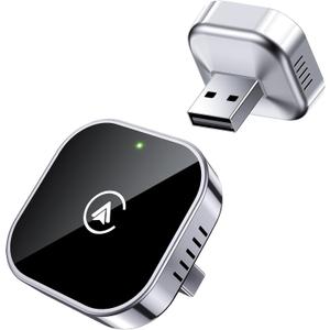 Teeran 2 in 1 Wireless CarPlay and Android Auto Adapter, Easy Setup Plug and Play, Fast Seamless Use Supports 1000+ Cars with Built-in Wired Car Play/Android Auto Compact Sleek Design Car Adapter (Silver)