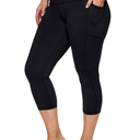 Activewear Plus Size Legging for Women in Capri Length High Waist Squat Proof Running Yoga Pants with Pockets, Size XL