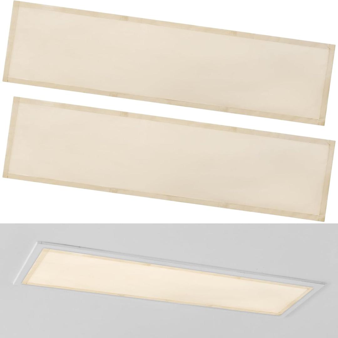 2 Pcs 1 x 4 Feet Fluorescent Covers for Ceiling Lights Magnetic Ceiling Light Cover with 8 Magnets for School Classroom Home Office Drop Lamp Decor (Warm Yellow)