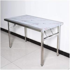 Stainless Steel Folding Table Portable Dining Table Top Adjustable Feet Outdoor Camping Metal Table No Installation Easy to Clean Suitable for Camping Picnic Barbecue(60x40x55cm/23.6x15.7x21.7")