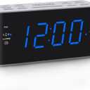 Digital Alarm Clock Radio with AM FM Radio, Dual Alarms, Preset, Adjustable Alarm Volume, Sleep Timer and Dimmer, 4.5" Blue LED Display for Bedroom Bedside (Blue)