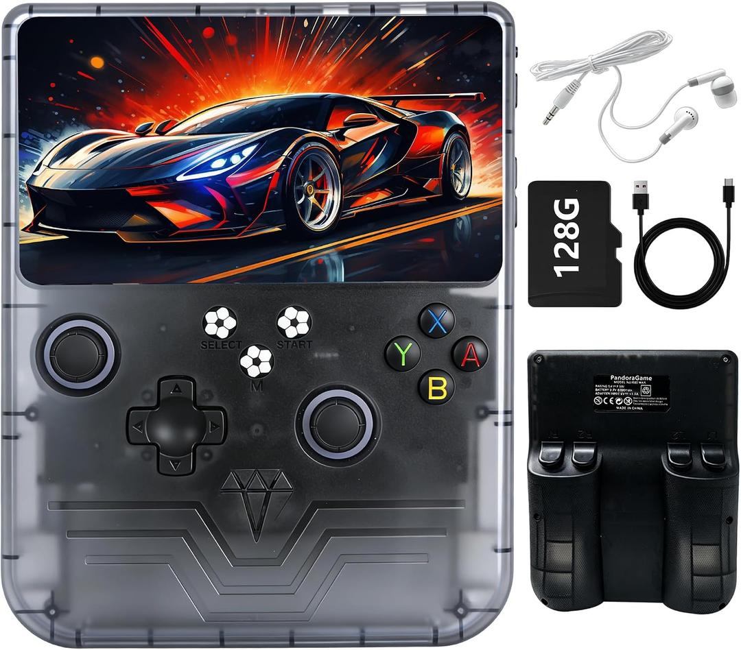 R60MAX Handheld Game Console, 6.0" IPS Screen, Built-in 40000+ Games, 6000mAh Battery, 128GB TF Card Included, Support Search/Save/Load, for Retro Gamers & Adults Gray