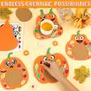 200pcs Fall Pumpkin Coaster Craft Kit 12 Set Thanksgiving Foam Craft Kit for Kids DIY Make you own Pumpkin Table Cup Mats Autumn Party Decor Supplies Favors for Gift Home Kitchen Dining Activities