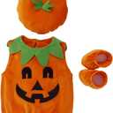 Bagilaanoe Toddler Baby Boy Girl Halloween Outfit Pumpkin Bodysuit Halloween Costumes Romper Tops Hat Footies (0-6 Months)