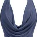 SOLY HUX Women's Cowl Neck Halter Neck Going Out Tops Open Back Sleeveless Y2k Crop Tank Top (Medium)