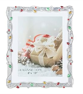 LARAINE Picture Photo Frame 8x10 Metal 2025 Christmas High Definition Display Pictures for Tabletop Home Decorative Holiday Gift (Silver, 8x10)