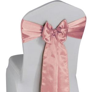 WELMATCH Blush Pink Satin Chair Sashes Ties - 50 pcs Wedding Banquet Party Event Decoration Chair Bows (Blush Pink, 50)