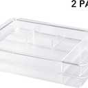 Oubonun Expandable Drawer Organizer 11.1 to 19.2 Width, Shallow Cosmetic Organizer 1.3 Height, 2 Packs, Clear Plastic Storage Trays for Dressing Table,Bathroom