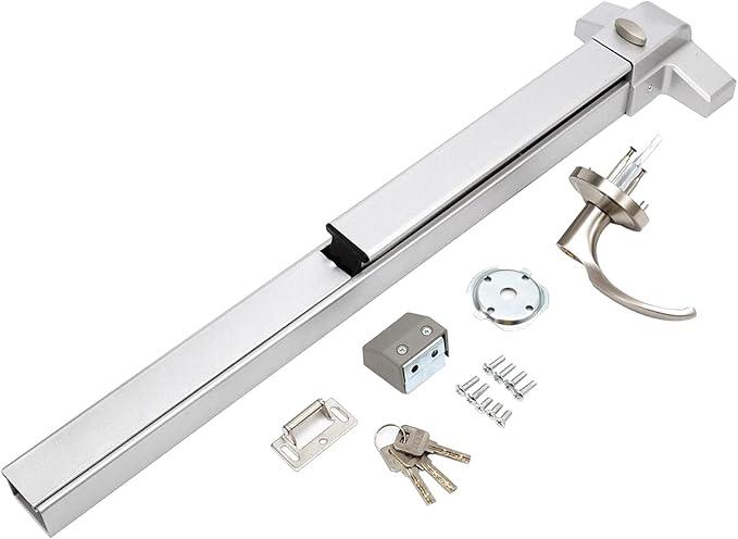 PARTOL Panic Bars for Exit Door Push Bar Panic Exit Device Commercial Door Push Bar Door Locks with Exterior Lever Stainless Steel Emergency Exit Door Handle Door Hardware for 28-41" Wood Metal Door