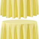 Round Tablecloth 120 Inch 2 Pack Yellow Tablecloths Washable Decorative Linen Polyester Table Clothes Cover for Dining Table Banquets Buffet Parties and Wedding