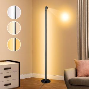 Modern LED Floor Lamp, with Top Reading Light, Bright Minimalist Dimmable 3 Color Temperatures, Remote Control, Standing Floor Lamp for Living Room, Bedroom, Home Office (Silver)