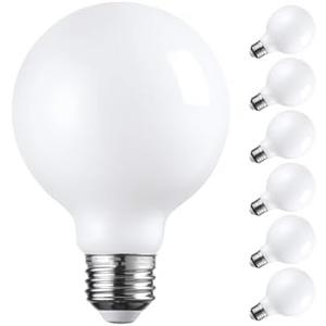TORCHSTAR G25 Globe Light Bulbs LED Dimmable, Round Frosted Vanity Light Bulb for Bathroom, LED Edison Bulb, 4.5W(60W Eqv.), UL Listed, 500lm, E26 Base, 2700K Soft White, Pack of 4