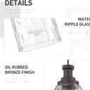 zeyu Modern Pendant Lights Kitchen Island 2 Pack, 1-Light Hanging Pendant Lighting for Dining Room, Water Ripple Glass Shade, Oil Rubbed Bronze Finish, ZG33M1L-2L ORB-WG