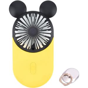 Cute Handheld Mini USB Fan, Rechargeable Portable Fan, 3 Adjustable Speeds and Wearable Accessories, Pocket Size for Indoor Or Outdoor Activities (Yellow)