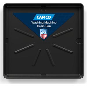 Camco Washing Machine Drain Pan - Features a Durable Plastic Construction, 1-inch/1.5-inch PVC Drain Fitting, and Measures 30-inches (L) x 32-inches (W) x 2 -inches (H) (OD) (20750)