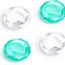 DLseego Diamond 3D Thumb Grips Caps Designed for Nintendo Switch 2 (2025), Acrylic Joy-c Handle Anti-Slip Crystal Clear Console Joystick Caps Cover 4PCS - Clear and Green