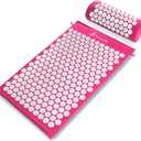 ProsourceFit Acupressure Mat and Pillow Set for Back/Neck Pain Relief and Muscle Relaxation (Large, Pink/White)