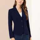 Allegra K Women's Work Office Blazer Stretch Lapel Collar Long Sleeve Jacket Suit Blazer (Black, S)