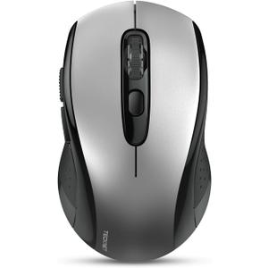 TECKNET Bluetooth Mouse, 4000DPI Wireless Mice for Laptop 2-in-1(BT 5.0/3.0+2.4Ghz) Computer Portable PC Mouse Wireless with USB Receiver for Mac (USB-A+Bluetooth, Black Silver)