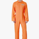 Halloween Prison Jumpsuit Costume Orange Uniform Long Sleeve Playsuit Adult Kid Jail Inmate Criminal Cosplay Costume Size S