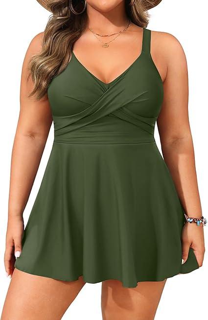 Aqua Eve Plus Size Swim Dress - Two Piece Tankini Swimsuit Tummy Control Bathing Suit with Shorts 2025 Size 20W