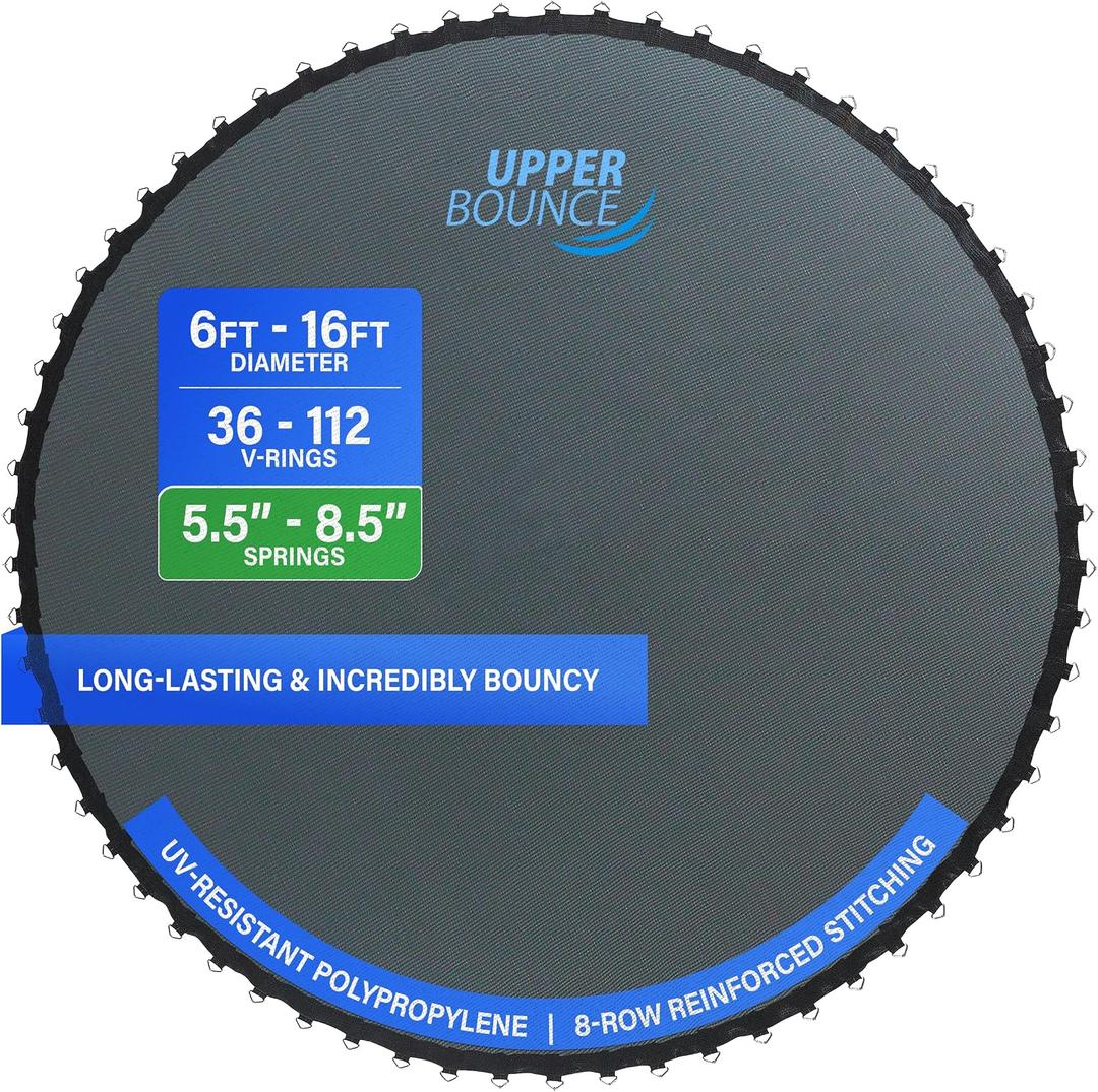 Upper Bounce Replacement Jumping Mat, Fits 14 ft Round Trampoline Frame with 84 V-Hooks, Using 8.5" Springs