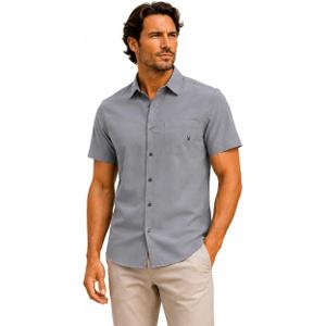 Spyder Mens Short Sleeve Button Down Shirts - Lightweight Stretch Casual Collared Dress Shirts for Men Travel Office Workwear S