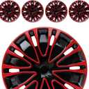 Hubcap Wheel Cover Replacement R14 Hub Caps Universal-Fit Steel Wheel Rim Cover ABS Material Exterior Accessories for Car Truck SUV -Set of 4, 14-inch, Red-Black