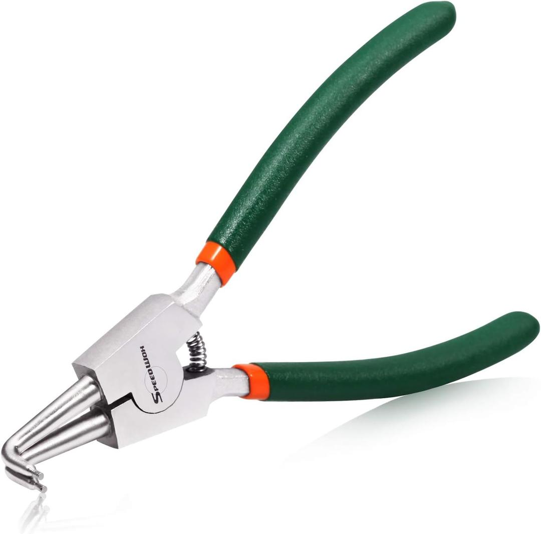 SPEEDWOX 7-Inch Circlip Pliers, Tip Diameter 0.07 Inch, External Snap Ring Pliers, Heavy Duty Precision Retaining Ring Pliers, Curved Jaws for Ring Remover Retaining