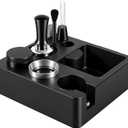 51mm Espresso Accessories Kit, Espresso Knock Box and Tamping Station, Coffee Tamper, Distributor, WDT Distribution Tool, Dosing Funnel and Puck Screen Set Fits Delonghi 51 mm Portafilter