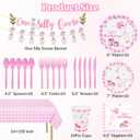 170 Pcs One Silly Goose Birthday Decor Girl Party Tableware Set, Silly Goose Birthday Decorations Include Pink Gingham Tablecloth Plates and More for 24 Guests, Baby Shower Decorations for Girl