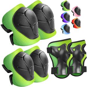 Wemfg Kids Protective Gear Set Knee Pads for Kids 3-14 Years Toddler Knee and Elbow Pads with Wrist Guards 3 in 1 for Skating Cycling Bike Rollerblading Scooter