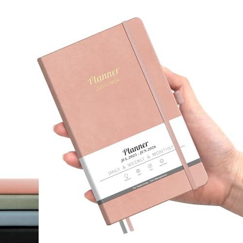 SUNEE 2026 Planner - Daily Planner 2026 for Productivity | Weekly & Monthly Goal Achievement System with One Page Per Day Layout, A5 Hardcover (5.6" x 8.4"), January to December 2026,Pink