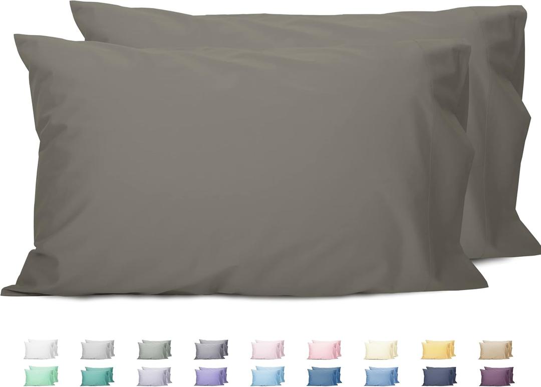 Sunflower Queen Pillowcases Set of 2, 100% Cotton Queen Size Pillow Cases 2, 2030 inches Taupe Gray, Soft and Breathable