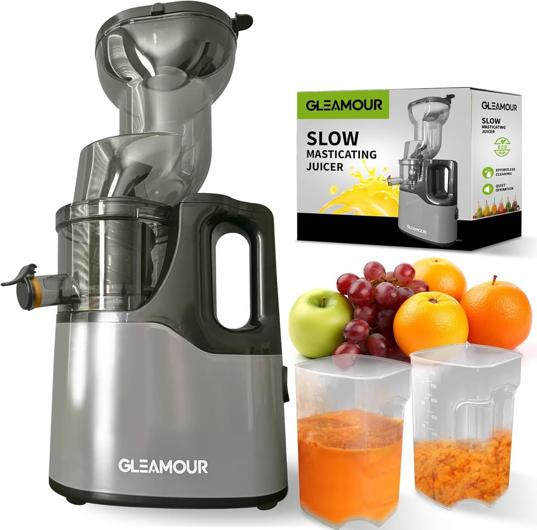 Electric Masticating Cold Press Juicer - Easy to Clean Cold Press Juicer Machine - Quiet Operation - Extra Large Chute for Whole Vegetables & Fruit