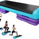 Yes4All Adjustable Workout Aerobic Exercise Step Platform Health Club Size with 4 Adjustable Risers Included and Extra Risers Options (D. Teal/Purple)