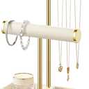 bussdis 2 Tier Bracelet Holder Display - Detachable T Bar Beige Velvet Bracelet Holder, Jewelry Holder Organizer for Bracelet, Necklace, Earrings, Rings