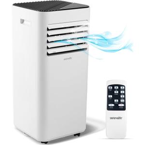 SereneLife 10000 BTU Portable Air Conditioner - 3-in-1 Portable AC Unit for Bedroom Up to 300 Sq.Ft, 24H Timer, Remote Control, Sleep Mode, Wheels, with Window Mount Kit, White