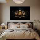 LYUNSHUO Zen Wall Art,Black and Gold Lotus Painting Canvas Print Meditation Poster Flower Picture Vintage Artwork for Spiritual Room Bathroom Living Room Home Decor Framed(Art-1,16.00"x24.00")