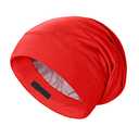 OLESILK Silk Bonnet for Sleeping Women: 100% Mulberry Silk for Frizz Free Curly, Adjustable Strap for Non Slip, Red, One Size