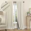 Burlap Colored Blackout Curtain 84 Inch Length 2 Panel Faux Linen Modern Farmhouse Living Room Darkening Curtain for Bedroom Window Black Out Drape for Sliding Glass Door Back Tab 7ft Long 52x84 Beige
