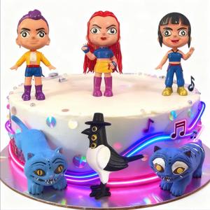6 pcs Korean Idol Demon Hunters Cake Toppers Character Set of Action Figures ToysKorean Idol Demon Hunters Mini Figurines Dolls Birthday Party Supplies Car Desktop Birthday Decorations