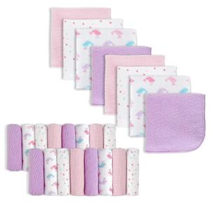 softan Baby Washcloths, 24Pack Baby Wash Cloths Extra Soft & Ultra Absorbent, Baby Towels and Washcloths Face Towel Unisex for Boys Girls Body, Washclothes Gentle on Sensitive Skin, 9x9 Pink Whale